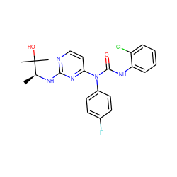 C[C@H](Nc1nccc(N(C(=O)Nc2ccccc2Cl)c2ccc(F)cc2)n1)C(C)(C)O ZINC000034642815