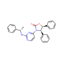 C[C@H](Nc1nccc(N2C(=O)O[C@@H](c3ccccc3)[C@H]2c2ccccc2)n1)c1ccccc1 ZINC000221120178