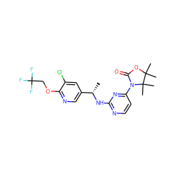 C[C@H](Nc1nccc(N2C(=O)OC(C)(C)C2(C)C)n1)c1cnc(OCC(F)(F)F)c(Cl)c1 ZINC000142096201