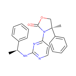 C[C@H](Nc1nccc(N2C(=O)OC[C@@]2(C)c2ccccc2)n1)c1ccccc1 ZINC000142094024