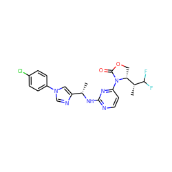 C[C@H](Nc1nccc(N2C(=O)OC[C@@H]2[C@@H](C)C(F)F)n1)c1cn(-c2ccc(Cl)cc2)cn1 ZINC000218304670