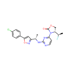 C[C@H](Nc1nccc(N2C(=O)OC[C@@H]2[C@@H](C)F)n1)c1cc(-c2ccc(Cl)cc2)on1 ZINC000221917375