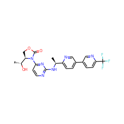 C[C@H](Nc1nccc(N2C(=O)OC[C@@H]2[C@@H](C)O)n1)c1ccc(-c2ccc(C(F)(F)F)nc2)cn1 ZINC000221664609