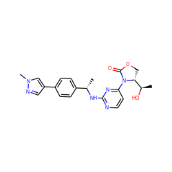 C[C@H](Nc1nccc(N2C(=O)OC[C@@H]2[C@@H](C)O)n1)c1ccc(-c2cnn(C)c2)cc1 ZINC000221675736