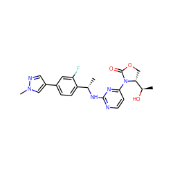 C[C@H](Nc1nccc(N2C(=O)OC[C@@H]2[C@@H](C)O)n1)c1ccc(-c2cnn(C)c2)cc1F ZINC000221675576