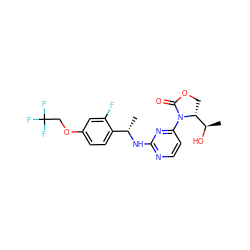 C[C@H](Nc1nccc(N2C(=O)OC[C@@H]2[C@@H](C)O)n1)c1ccc(OCC(F)(F)F)cc1F ZINC000221679851