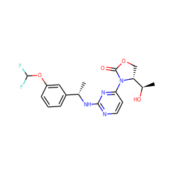 C[C@H](Nc1nccc(N2C(=O)OC[C@@H]2[C@@H](C)O)n1)c1cccc(OC(F)F)c1 ZINC000221917199