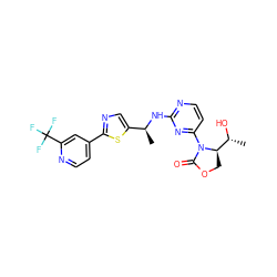 C[C@H](Nc1nccc(N2C(=O)OC[C@@H]2[C@@H](C)O)n1)c1cnc(-c2ccnc(C(F)(F)F)c2)s1 ZINC000221674228