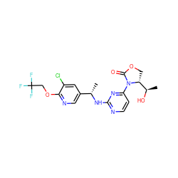 C[C@H](Nc1nccc(N2C(=O)OC[C@@H]2[C@@H](C)O)n1)c1cnc(OCC(F)(F)F)c(Cl)c1 ZINC000221676566