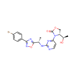 C[C@H](Nc1nccc(N2C(=O)OC[C@@H]2[C@@H](C)O)n1)c1nc(-c2ccc(Br)cc2)no1 ZINC000221666537