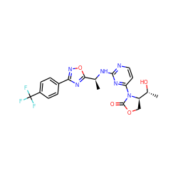 C[C@H](Nc1nccc(N2C(=O)OC[C@@H]2[C@@H](C)O)n1)c1nc(-c2ccc(C(F)(F)F)cc2)no1 ZINC000218210695