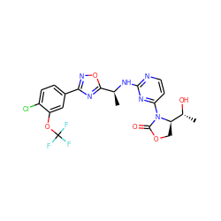 C[C@H](Nc1nccc(N2C(=O)OC[C@@H]2[C@@H](C)O)n1)c1nc(-c2ccc(Cl)c(OC(F)(F)F)c2)no1 ZINC000221680642