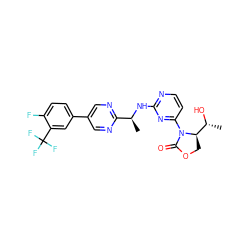 C[C@H](Nc1nccc(N2C(=O)OC[C@@H]2[C@@H](C)O)n1)c1ncc(-c2ccc(F)c(C(F)(F)F)c2)cn1 ZINC000217374151