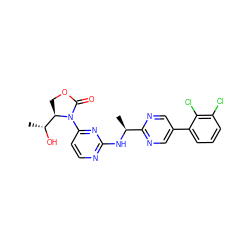 C[C@H](Nc1nccc(N2C(=O)OC[C@@H]2[C@@H](C)O)n1)c1ncc(-c2cccc(Cl)c2Cl)cn1 ZINC000217370841