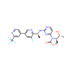 C[C@H](Nc1nccc(N2C(=O)OC[C@@H]2[C@@H](C)O)n1)c1ncc(-c2ccnc(C(F)(F)F)c2)cc1F ZINC000221664105