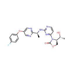 C[C@H](Nc1nccc(N2C(=O)OC[C@@H]2[C@@H](C)O)n1)c1ncc(Oc2ccc(F)cc2)cn1 ZINC000221662662