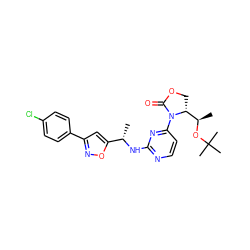 C[C@H](Nc1nccc(N2C(=O)OC[C@@H]2[C@@H](C)OC(C)(C)C)n1)c1cc(-c2ccc(Cl)cc2)no1 ZINC000226127813