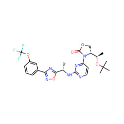 C[C@H](Nc1nccc(N2C(=O)OC[C@@H]2[C@@H](C)OC(C)(C)C)n1)c1nc(-c2cccc(OC(F)(F)F)c2)no1 ZINC000226107317