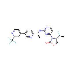 C[C@H](Nc1nccc(N2C(=O)OC[C@@H]2[C@H](C)F)n1)c1ccc(-c2ccnc(C(F)(F)F)c2)cn1 ZINC000226131869