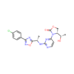 C[C@H](Nc1nccc(N2C(=O)OC[C@@H]2[C@H](C)O)n1)c1nc(-c2ccc(Cl)cc2)no1 ZINC000221663454