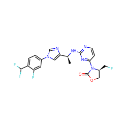 C[C@H](Nc1nccc(N2C(=O)OC[C@@H]2CF)n1)c1cn(-c2ccc(C(F)F)c(F)c2)cn1 ZINC000226107438