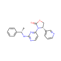 C[C@H](Nc1nccc(N2C(=O)OC[C@@H]2c2cccnc2)n1)c1ccccc1 ZINC000142051222