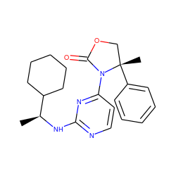 C[C@H](Nc1nccc(N2C(=O)OC[C@]2(C)c2ccccc2)n1)C1CCCCC1 ZINC000142057448