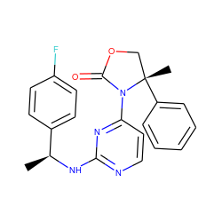 C[C@H](Nc1nccc(N2C(=O)OC[C@]2(C)c2ccccc2)n1)c1ccc(F)cc1 ZINC000142139516