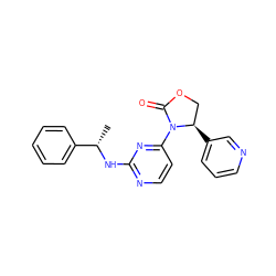 C[C@H](Nc1nccc(N2C(=O)OC[C@H]2c2cccnc2)n1)c1ccccc1 ZINC000142128241