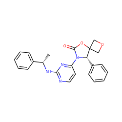 C[C@H](Nc1nccc(N2C(=O)OC3(COC3)[C@@H]2c2ccccc2)n1)c1ccccc1 ZINC000222599669