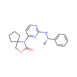 C[C@H](Nc1nccc(N2C(=O)OCC23CCCC3)n1)c1ccccc1 ZINC000142110298