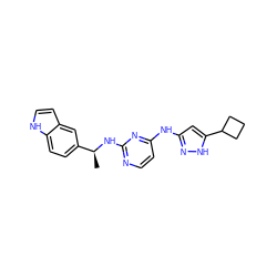 C[C@H](Nc1nccc(Nc2cc(C3CCC3)[nH]n2)n1)c1ccc2[nH]ccc2c1 ZINC000096270420