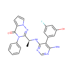 C[C@H](Nc1ncnc(N)c1-c1cc(O)cc(F)c1)c1nn2cccc2c(=O)n1-c1ccccc1 ZINC000208959936