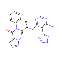 C[C@H](Nc1ncnc(N)c1-c1nn[nH]n1)c1nn2cccc2c(=O)n1-c1ccccc1 ZINC001772652866