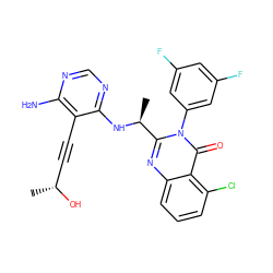 C[C@H](Nc1ncnc(N)c1C#C[C@@H](C)O)c1nc2cccc(Cl)c2c(=O)n1-c1cc(F)cc(F)c1 ZINC000209605466