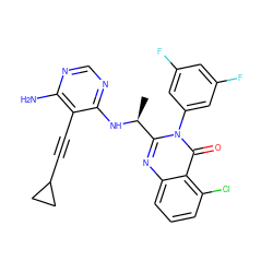 C[C@H](Nc1ncnc(N)c1C#CC1CC1)c1nc2cccc(Cl)c2c(=O)n1-c1cc(F)cc(F)c1 ZINC000209612426