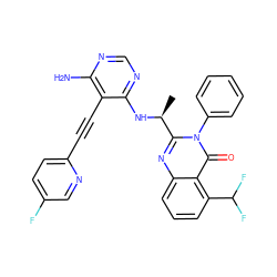 C[C@H](Nc1ncnc(N)c1C#Cc1ccc(F)cn1)c1nc2cccc(C(F)F)c2c(=O)n1-c1ccccc1 ZINC000219071757