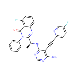 C[C@H](Nc1ncnc(N)c1C#Cc1ccc(F)cn1)c1nc2cccc(F)c2c(=O)n1-c1ccccc1 ZINC000209589830