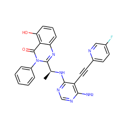 C[C@H](Nc1ncnc(N)c1C#Cc1ccc(F)cn1)c1nc2cccc(O)c2c(=O)n1-c1ccccc1 ZINC000219072133