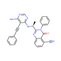 C[C@H](Nc1ncnc(N)c1C#Cc1ccccc1)c1nc2cccc(C#N)c2c(=O)n1-c1ccccc1 ZINC000219070697