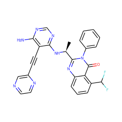 C[C@H](Nc1ncnc(N)c1C#Cc1cnccn1)c1nc2cccc(C(F)F)c2c(=O)n1-c1ccccc1 ZINC000219133747