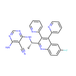 C[C@H](Nc1ncnc(N)c1C#N)c1nc2ccc(F)cc2c(-c2ccccn2)c1-c1ccccn1 ZINC000140312521