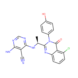 C[C@H](Nc1ncnc(N)c1C#N)c1nc2cccc(Cl)c2c(=O)n1-c1ccc(O)cc1 ZINC001772597554