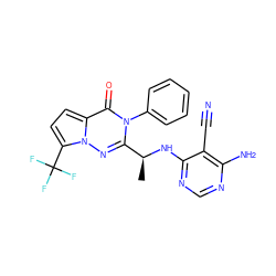 C[C@H](Nc1ncnc(N)c1C#N)c1nn2c(C(F)(F)F)ccc2c(=O)n1-c1ccccc1 ZINC000205584370