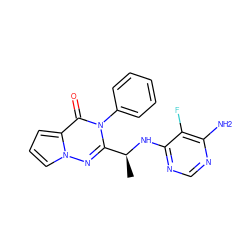 C[C@H](Nc1ncnc(N)c1F)c1nn2cccc2c(=O)n1-c1ccccc1 ZINC000205572266