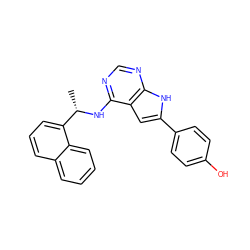 C[C@H](Nc1ncnc2[nH]c(-c3ccc(O)cc3)cc12)c1cccc2ccccc12 ZINC000073196659