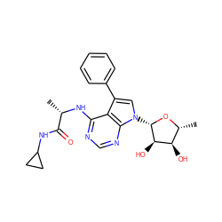 C[C@H](Nc1ncnc2c1c(-c1ccccc1)cn2[C@@H]1O[C@H](C)[C@@H](O)[C@H]1O)C(=O)NC1CC1 ZINC000013676908