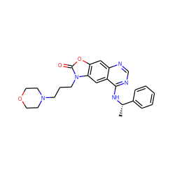 C[C@H](Nc1ncnc2cc3oc(=O)n(CCCN4CCOCC4)c3cc12)c1ccccc1 ZINC000084726108