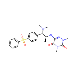 C[C@H](Nc1nn(C)c(=O)n(C)c1=O)[C@H](c1ccc(S(=O)(=O)c2ccccc2)cc1)N(C)C ZINC001772624014