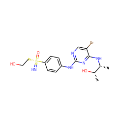 C[C@H](O)[C@@H](C)Nc1nc(Nc2ccc([S@@](=N)(=O)CCO)cc2)ncc1Br ZINC000146791345